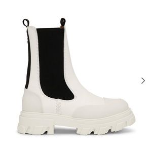 Ganni White cleated mid Chelsea boot.